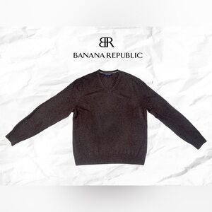 Banana Republic Men's Dark Brown Cashmere V-Neck Sweater